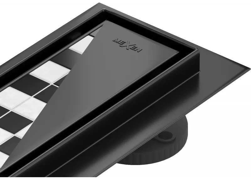 Mexen Flat nerezový sprchový žľab 80 cm, vzor M13 (2v1), čierna, 1710080-15