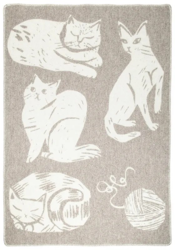 Vlnená deka Kissanpäivät 90x130, béžovo-biela