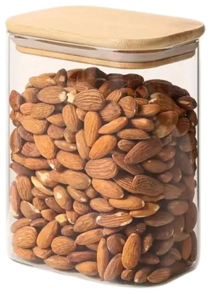 Arte Regal Sklenená dóza obdĺžniková s bambusovým vekom, 1,4l VIVO