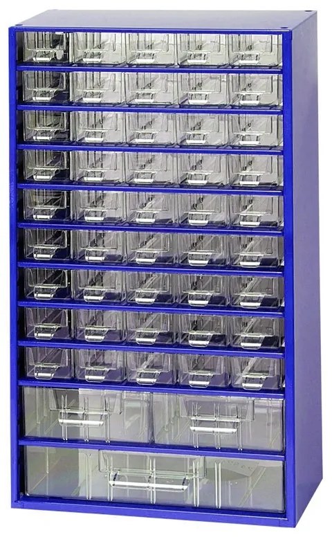 Kovová skriňa so zásuvkami, 306 x 155 x 552 mm, 45x S, 2x M, 1x L