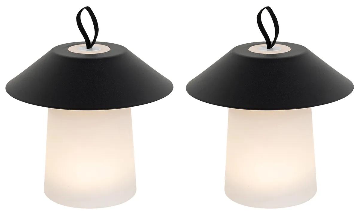 Sada 2 stolových lamp hríb čierny vrátane nabíjateľného LED - Ivan