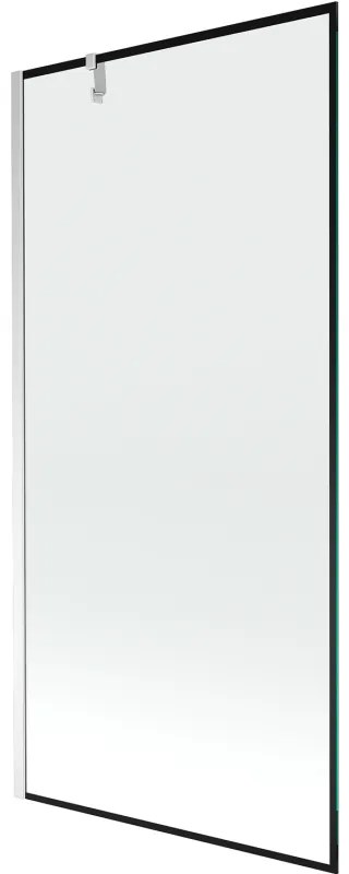 Mexen Next, vaňová zástena 1-krídlová 90 x 150 cm, fixné krídlo, 6 mm číre sklo s čiernym vzorom, chrómový profil, 895-090-000-00-70-01