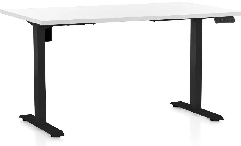 Výškovo nastaviteľný stôl OfficeTech B, 120 x 80 cm, čierna podnož, biela