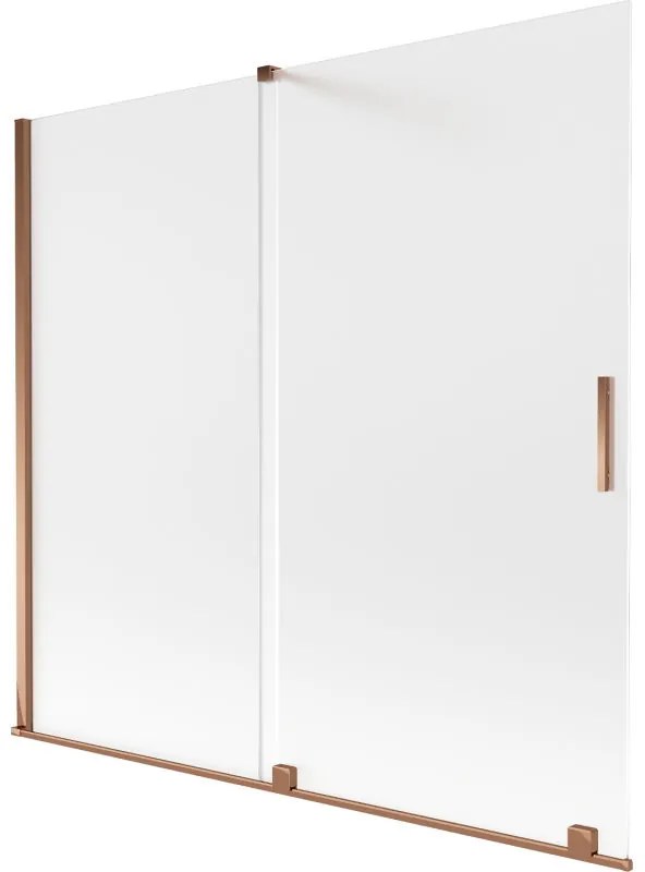 Mexen Velar, 2-krídlová posuvná vaňová zástena 170 x 150 cm, 8mm sklo námraza, ružové zlato, 896-170-000-31-60