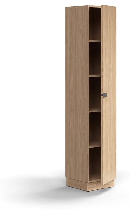 Skriňa QBUS, 4 police, so soklom, s madlom, 2020x400x420 mm, dub