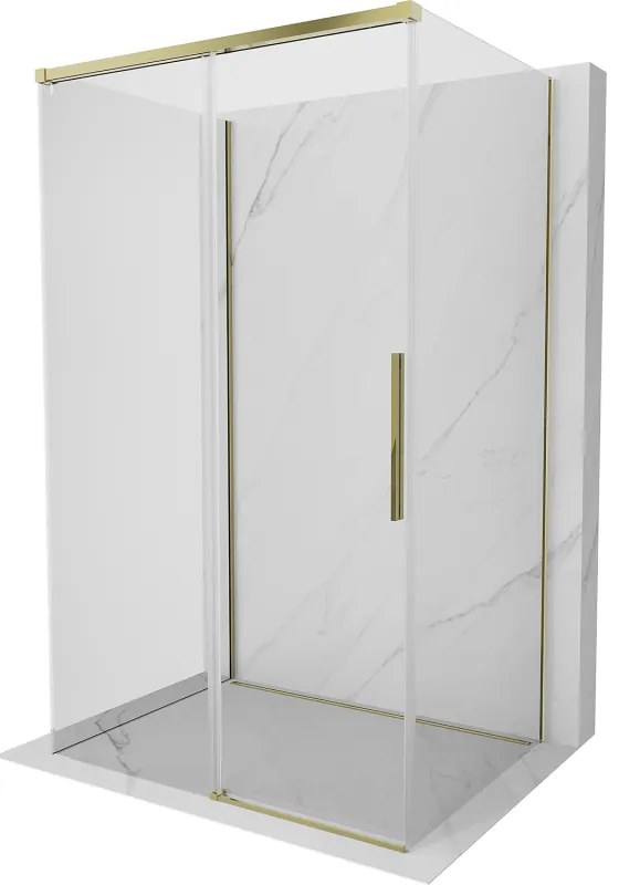 Mexen Rox-3S, 3-stenný sprchový kút 95 x 75 cm, 8mm číre sklo, zlatý profil, 8C2-095-075-50-00-3S