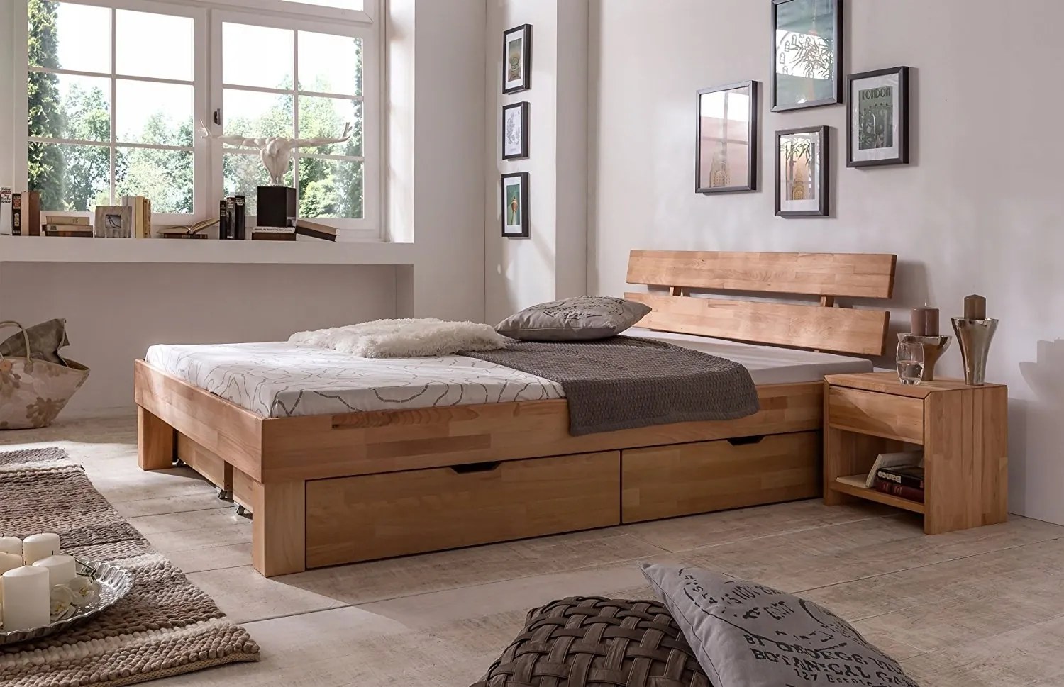 Posteľ z masívu duba cink ALBA 200x180 cm