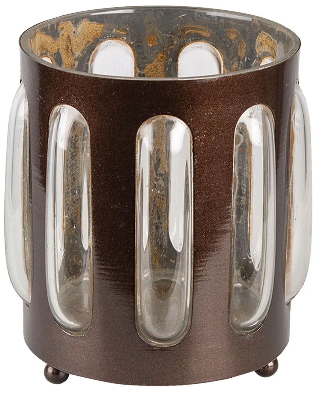 Kovovo sklenený svietnik Olivier - Ø 14 * 13 cm