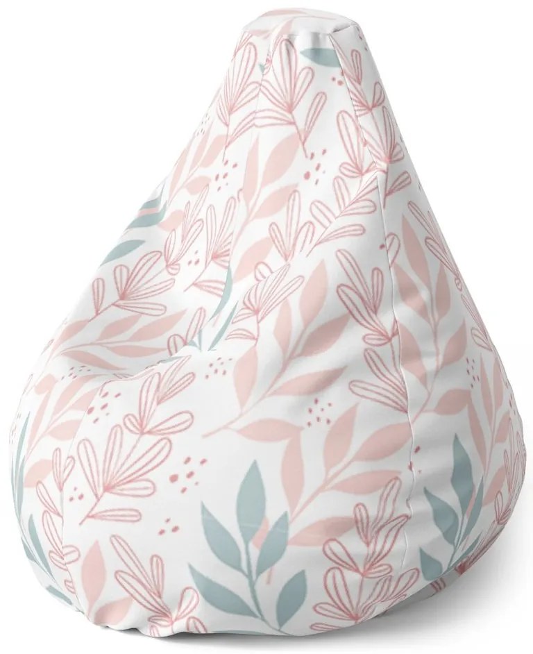 Sedací vak Pear ružové a modré lístky - detský, farebná