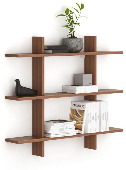 Kancelárska nástenná polica trojitá SOLID, 1250 x 200 x 1075 mm, orech