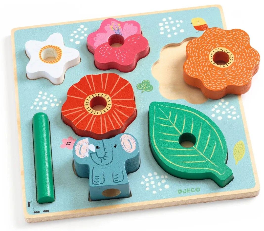 Puzzle & stohovacia pyramída 2v1 - Veselý slon