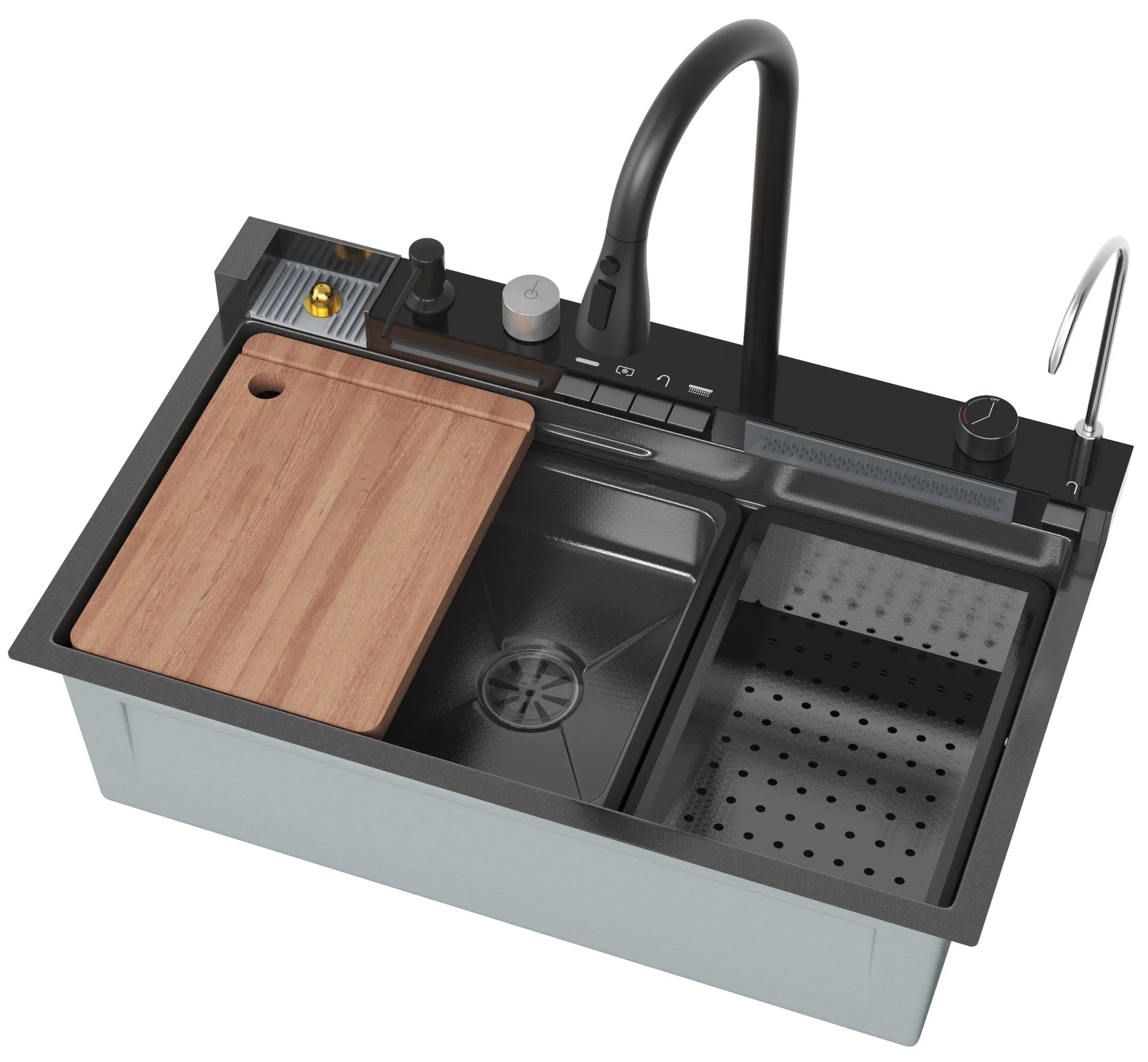 Gamma Gamma, multifunkčný oceľový drez 750x460x220 mm, grafitová, GMA-MS7546-BK