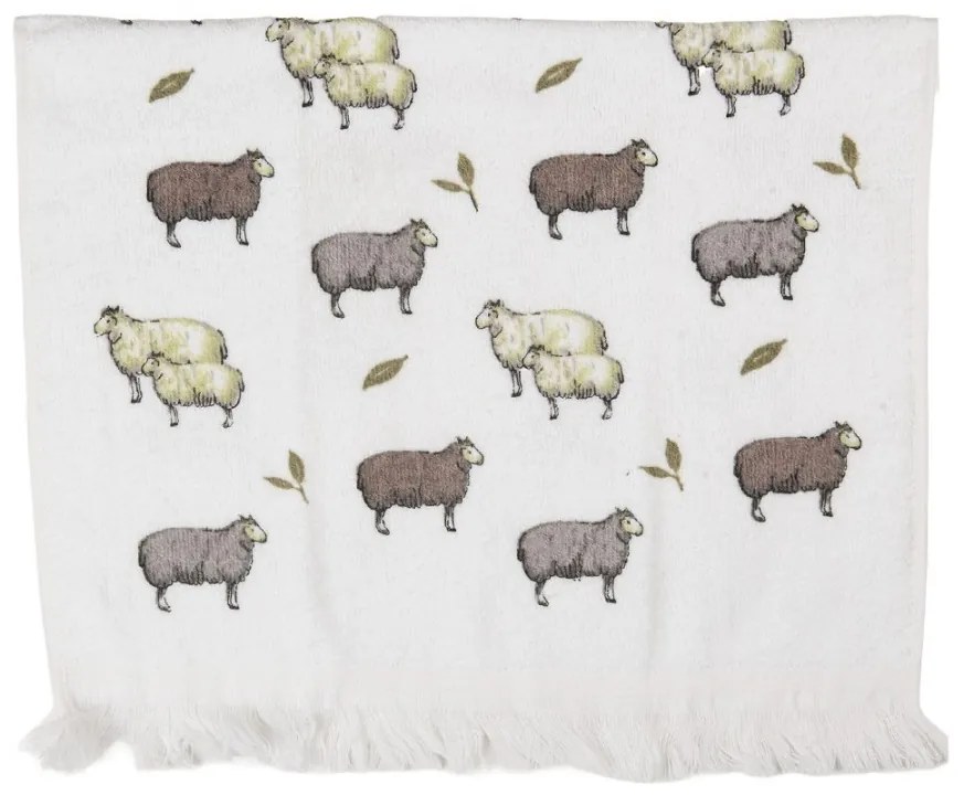 Biely kuchynský froté uterák s ovečkami - 40*66 cm Biely kuchynský froté uterák s ovečkami - 40*66 cm