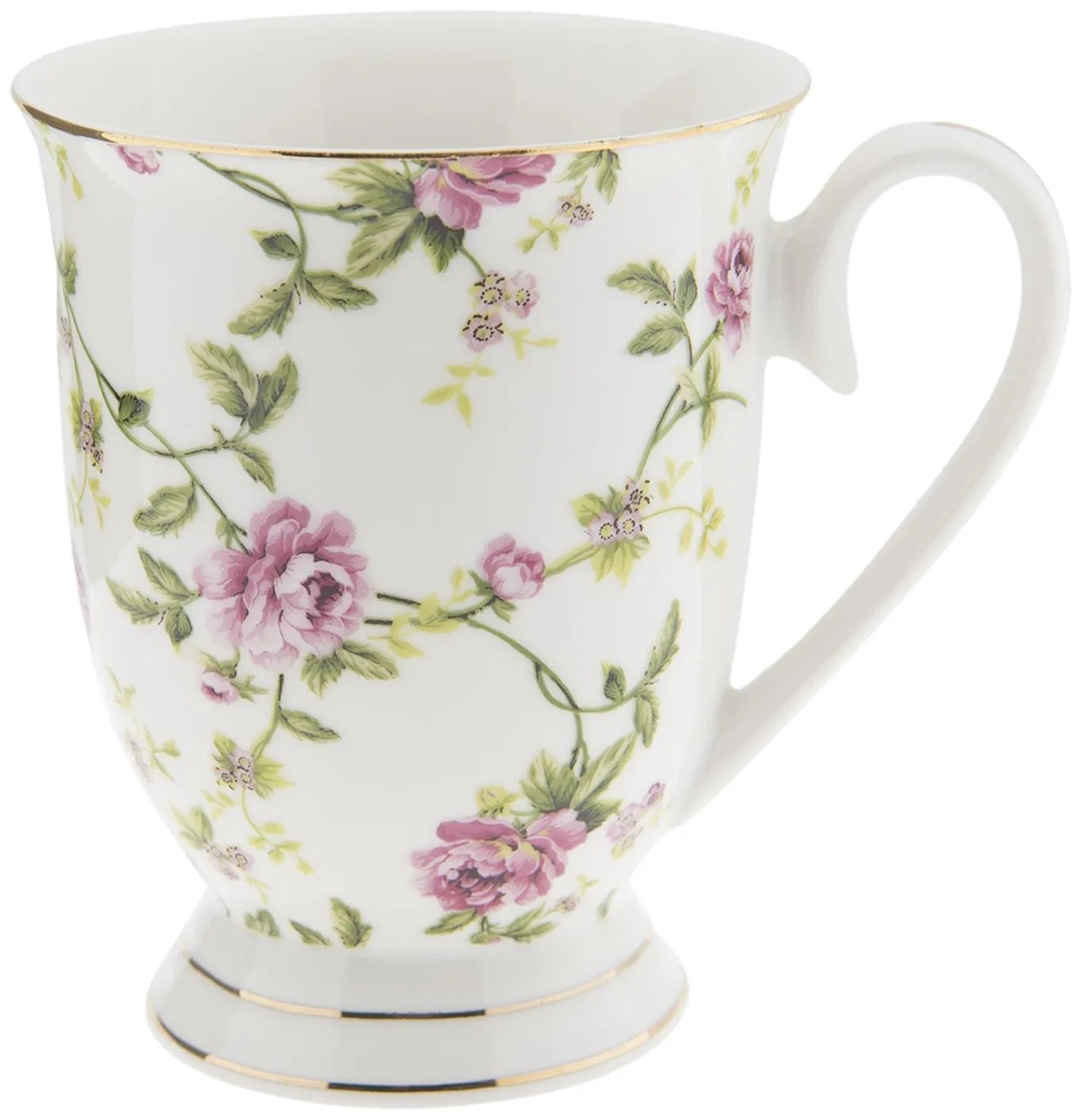 Porcelánový hrnček s kvetmi Bouton de Rose - 11 * 8 * 10 cm