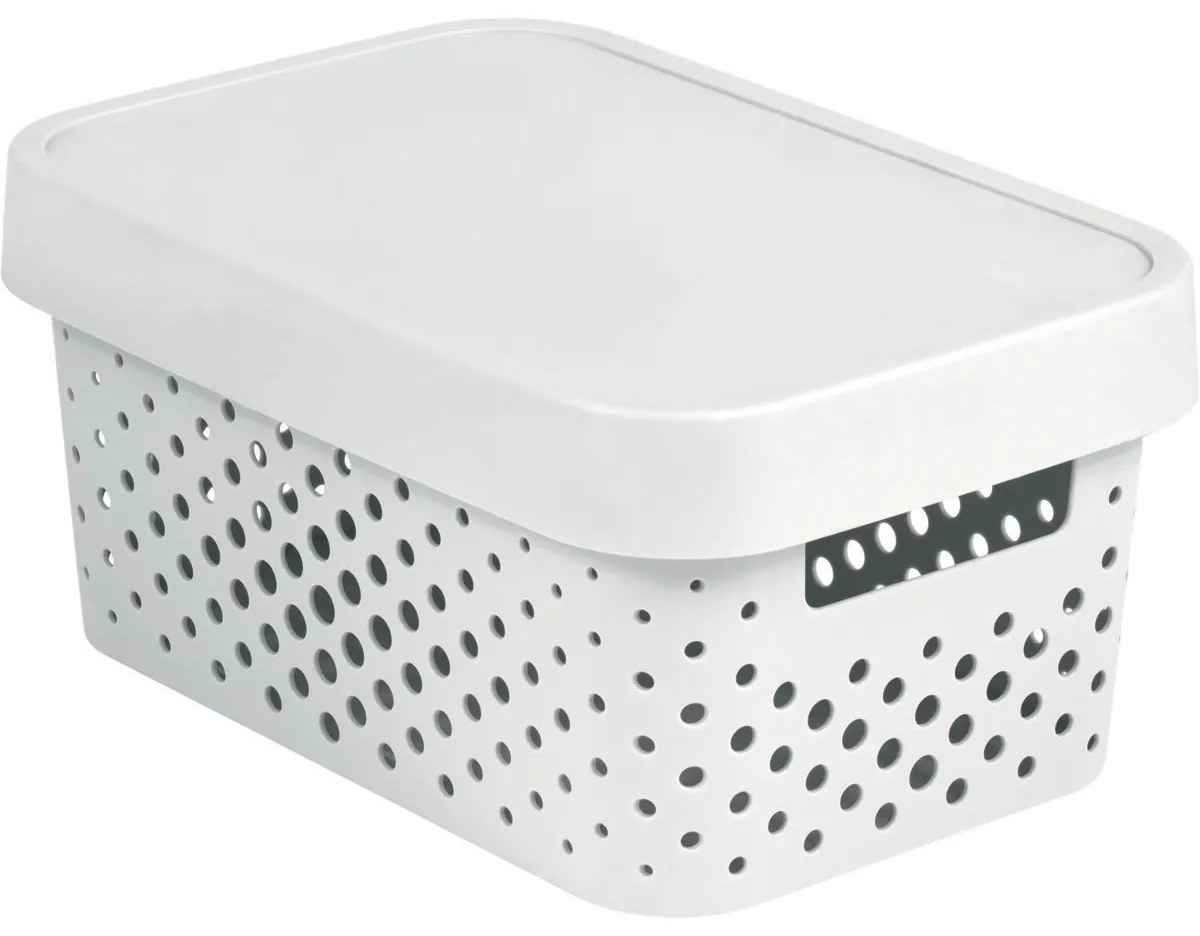 Curver Úložný box INFINITY 4,5l s vekom biely dierovaný