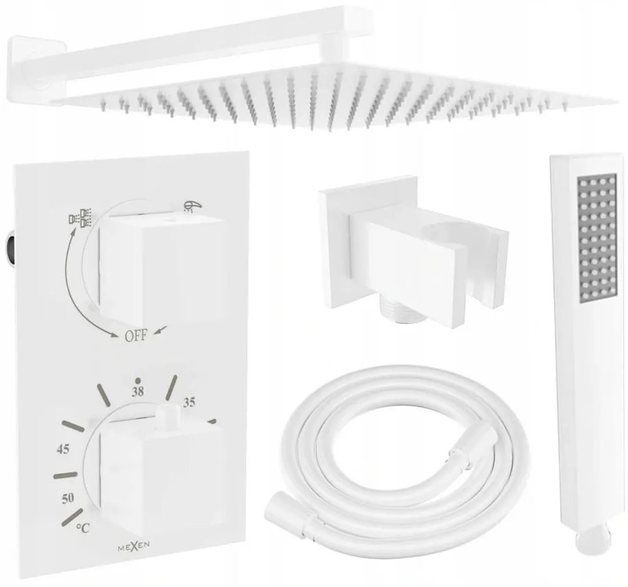 Mexen CUBE - 2-výstupová podomietková sprchová sada 6v1, biela, 5907709105777
