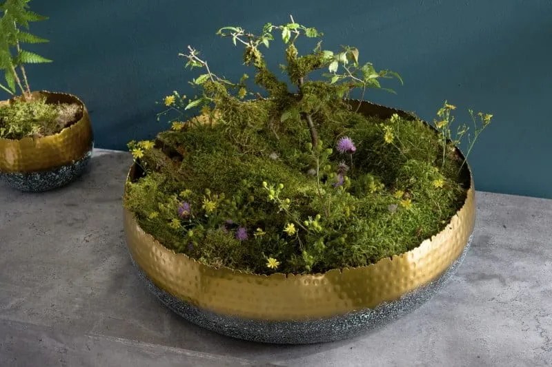 Ozdobná miska Orient 52cm zlatá s patinou