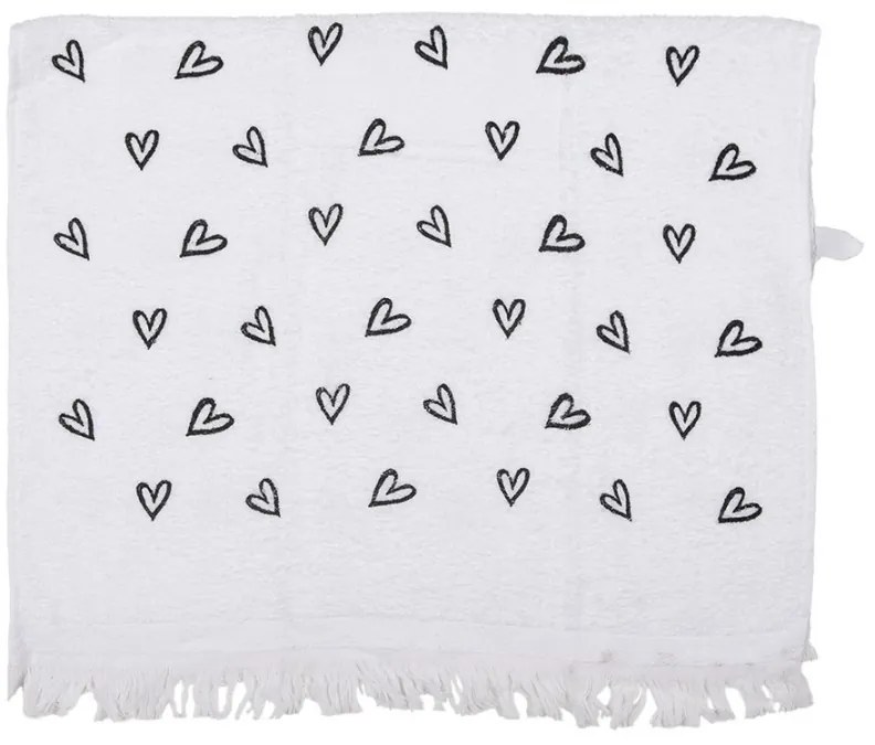 Biely kuchynský froté uterák so srdiečkami - 40*66 cm Biely kuchynský froté uterák so srdiečkami - 40*66 cm