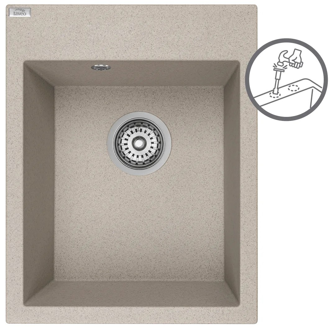 Laveo Monchichi, 1-komorový granitový drez 390x500x205 mm, béžová, LAV-SBO_410Y