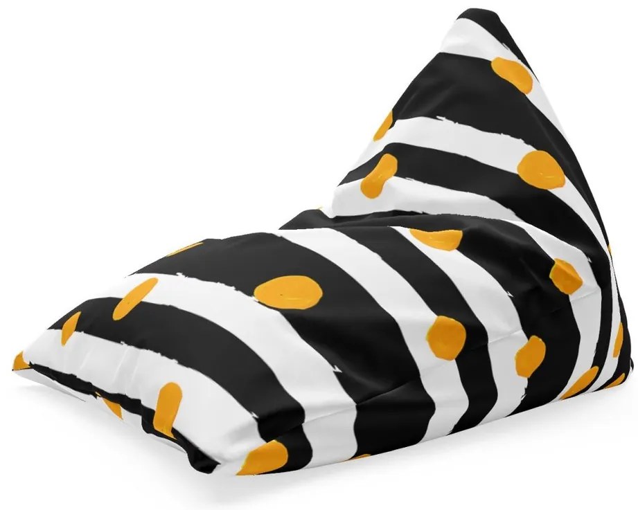 Sedací vak Triangl pruhy a bodky, čierna / biela