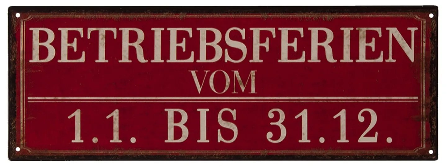 Nástenná kovová ceduľa Betriebferien - 36 * 13 cm