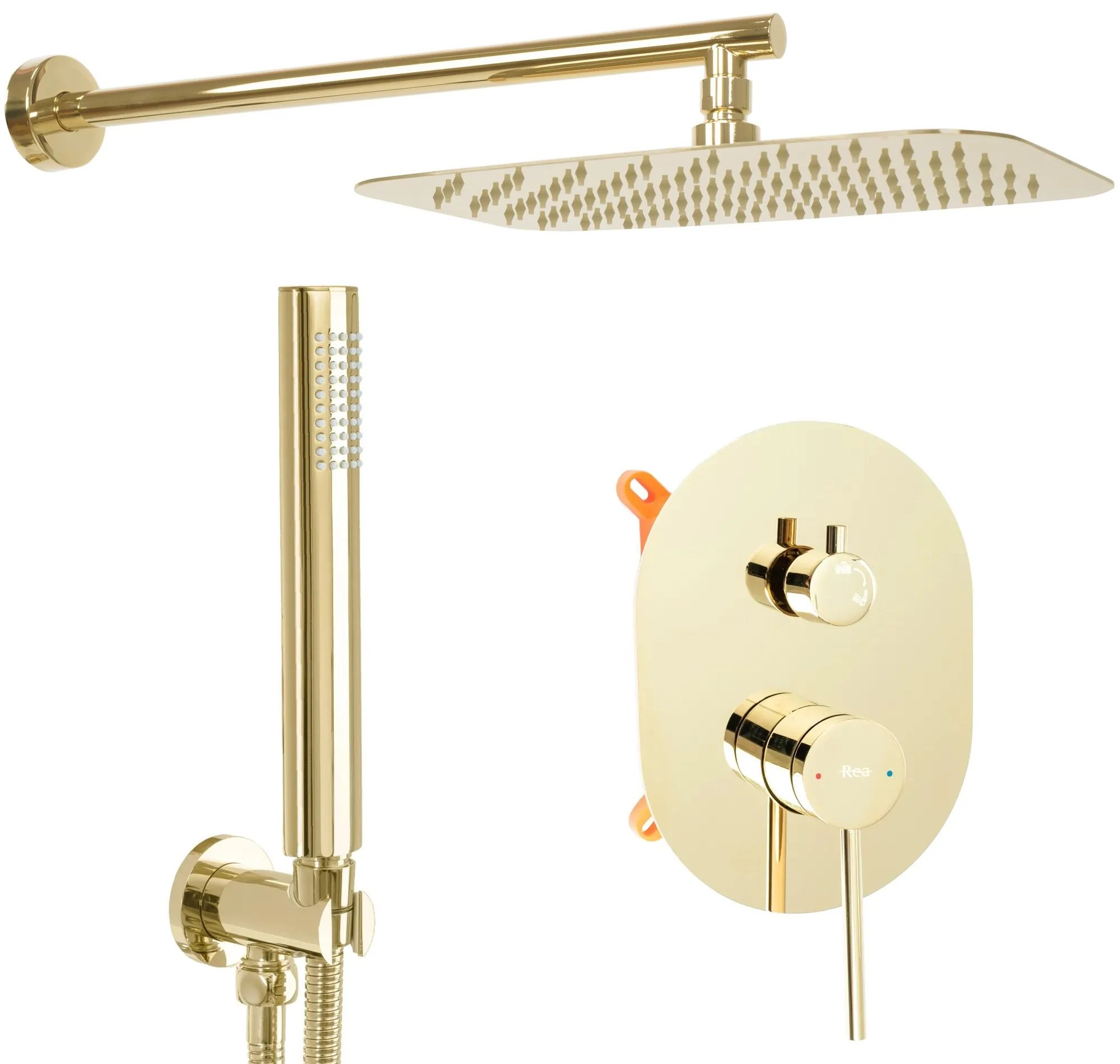 Rea Oval, podomietková sprchová sada + BOX, zlatá lesklá, REA-P8466