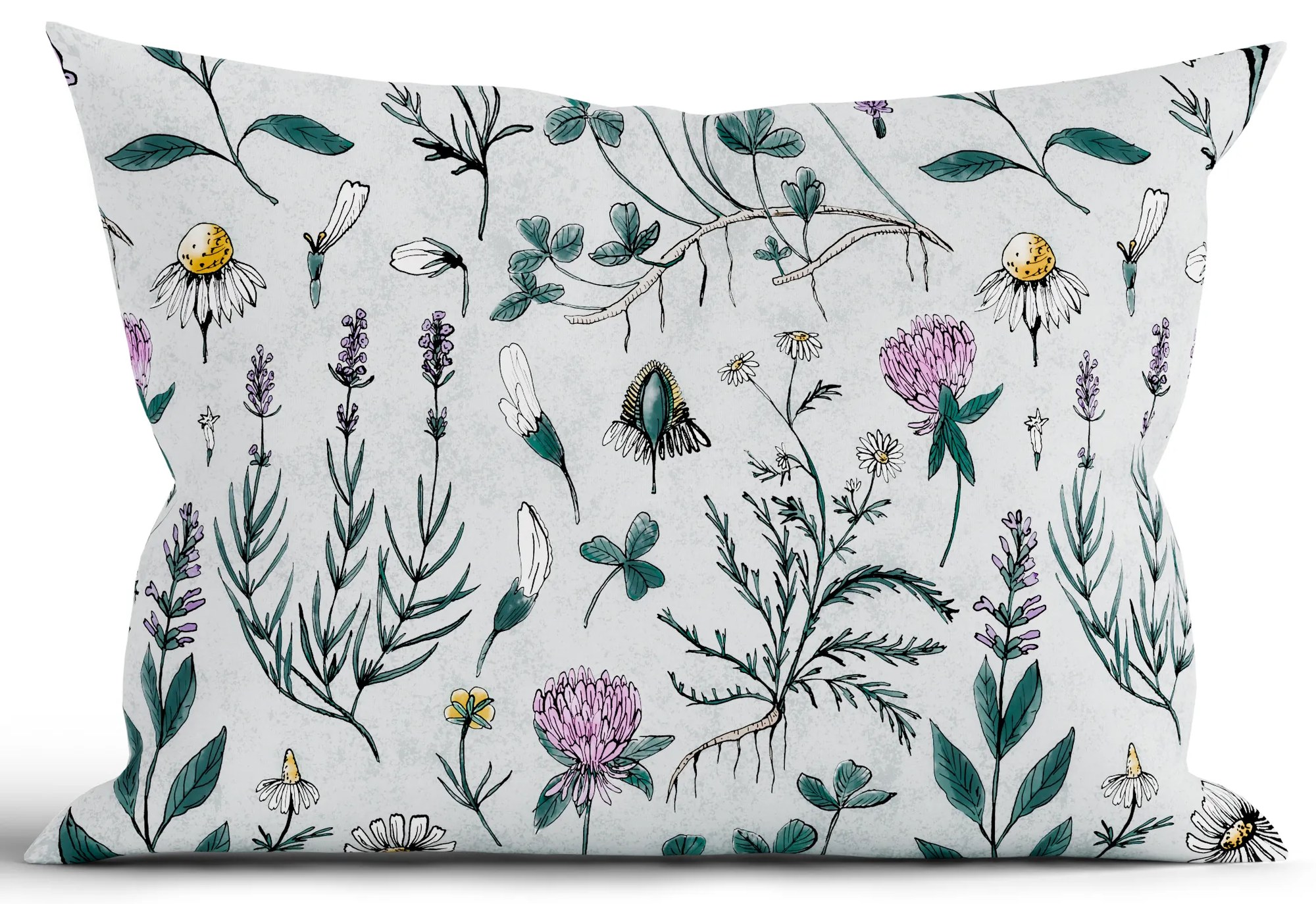 Bavlnená obliečka na vankúš Renforcé 50 × 70 cm - Herbár mentolový