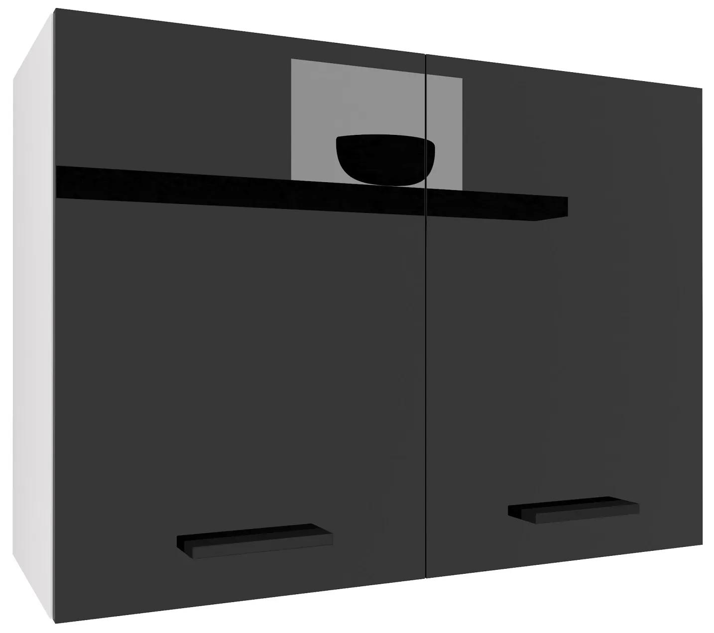 Kuchynská skrinka Belini horná 80 cm čierny lesk INF SG80/2/WT/B/0/B1