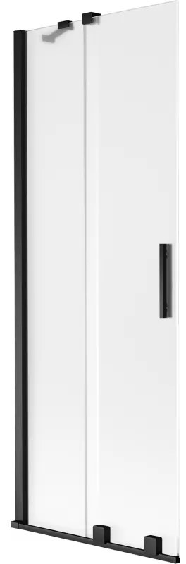 Mexen Velar, 2-krídlová posuvná vaňová zástena 70 x 150 cm, 8mm sklo námraza, čierna matná, 896-070-000-31-70