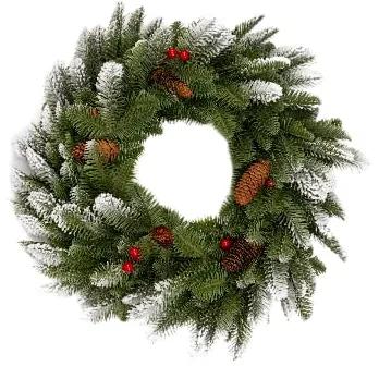 Vianočný veniec 100% 3D Jedľa Zasnežená 50cm