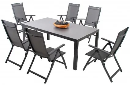 Doppler LUNA ACTIVE sivá - záhradná hliníková sedacia súprava 6+1