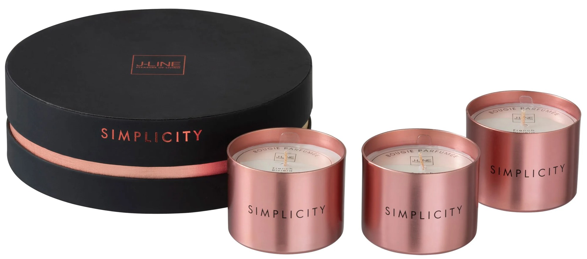 3ks vonná sviečka v čierno - ružovej darčekovej krabičke French Riviera - 3 * 18h