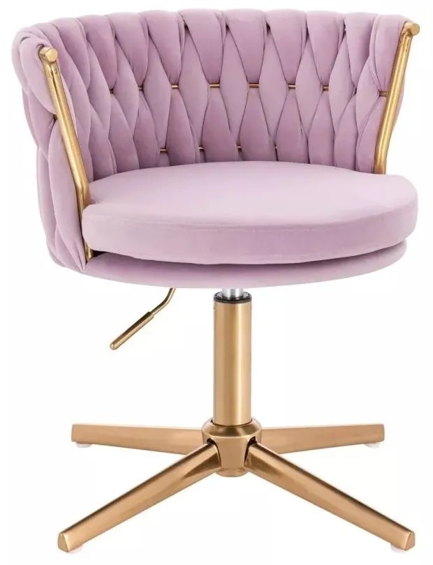 LuxuryForm DESIGN Stolička LYON VELUR na zlatom kríži - levanduľa