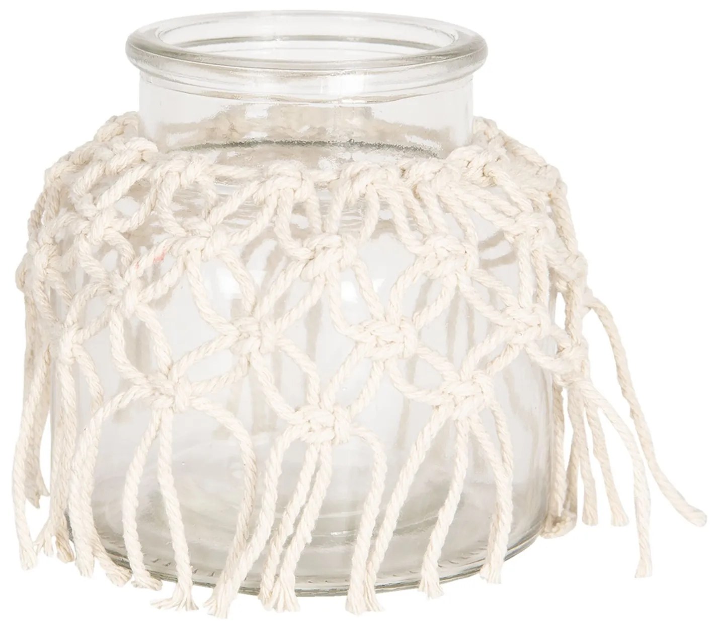 Sklenená dekoratívne váza s povrázky - Ø 12 * 12 cm