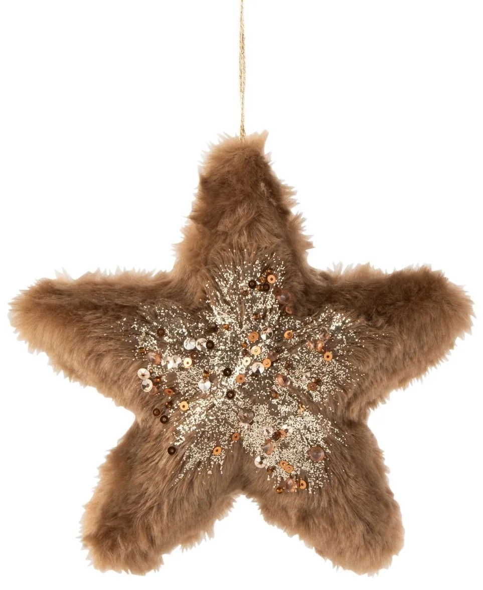 Hnedá zamatová hviezda s flitrami Glitt - 16*16*3 cm Hnedá zamatová hviezda s flitrami Glitt - 16*16*3 cm