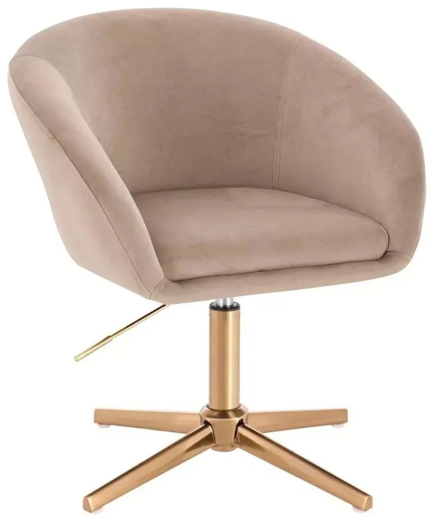 LuxuryForm DESIGN Stolička VENICE VELUR na zlatom kríži - latte