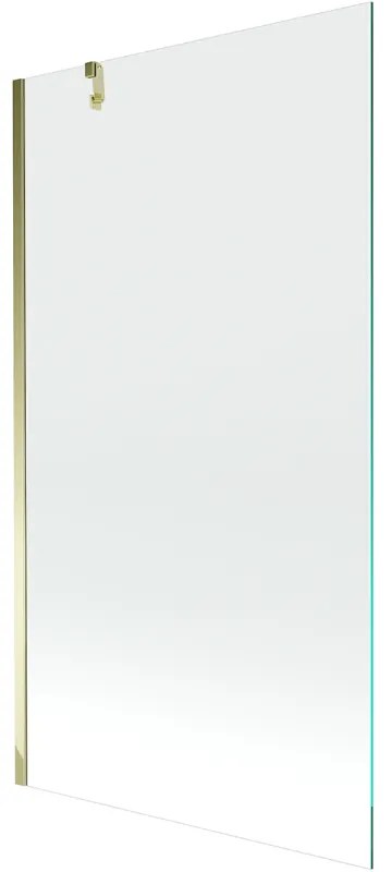 Mexen Next, vaňová zástena 1-krídlová 90 x 150 cm, fixné krídlo, 6 mm číre sklo, zlatý profil, 895-090-000-00-00-50