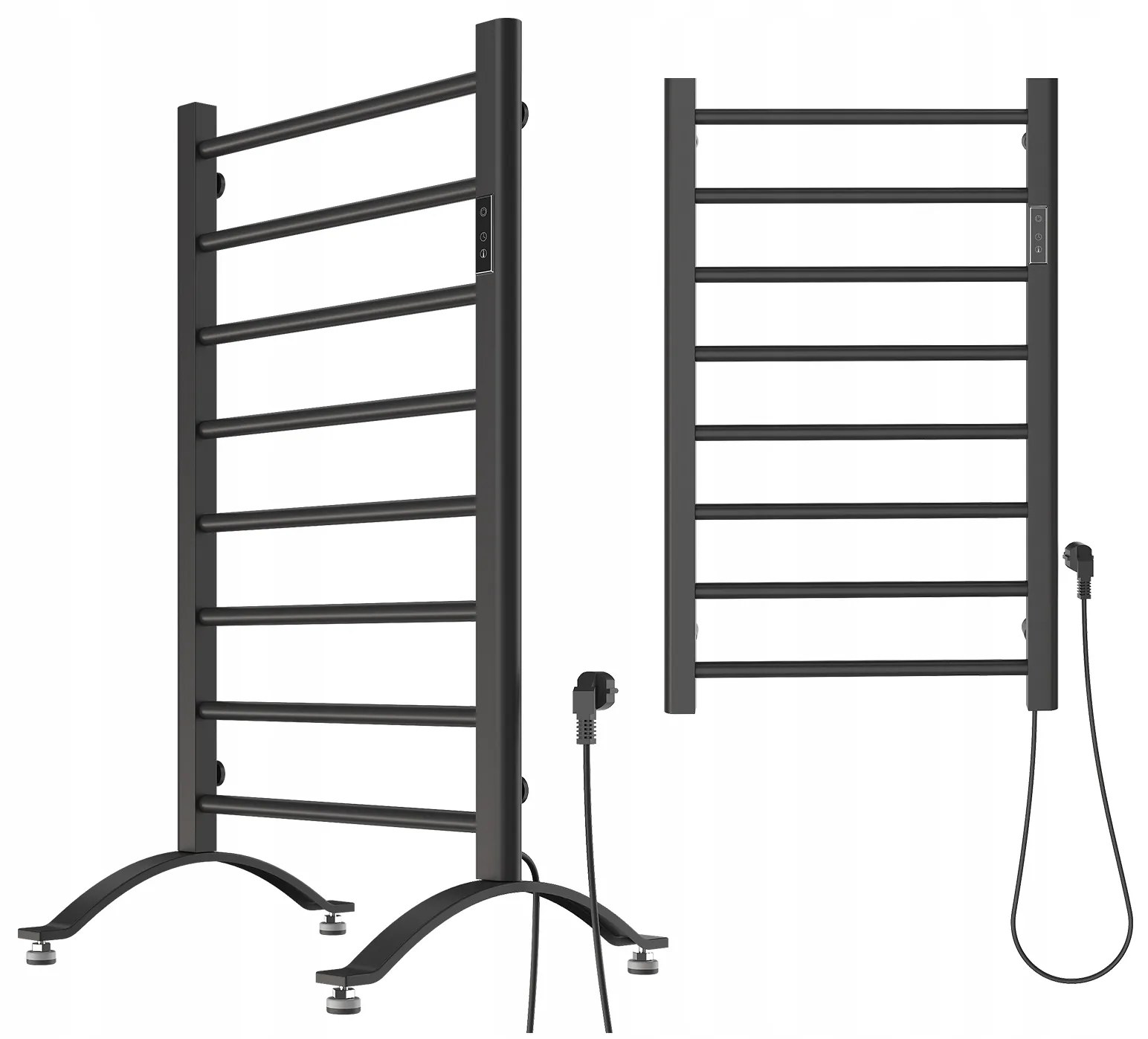 Erga Pago, elektrické vykurovacie teleso 500x800 mm s digitálnym termostatom na postavenie alebo na stenu, 200W, čierna matná, ERG-LAV-GRZE-E-ST88080500-BK