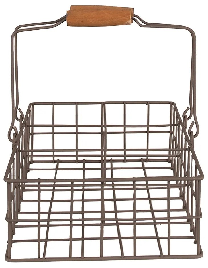 Drôtený ozdobný košík s drevenou rukoväťou - 34*19*8 cm