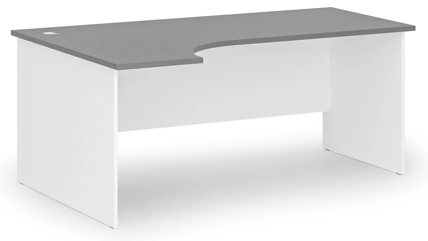 Rohový kancelársky písací stôl PRIMO WHITE, 180x120 cm, ľavý, biela/grafit