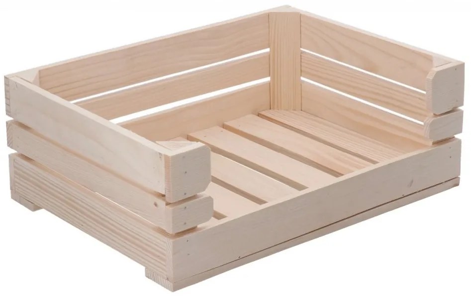 Čisté dřevo Drevená bednička, otvorená, debna, stohovateľná, 42 x 30 x 15 cm