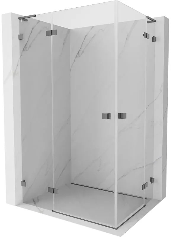 Mexen Lunar, L Duo výklopný sprchový kút 110 x 100 cm, 8mm číre sklo, grafitový profil, 834L-110L-100P-95-00