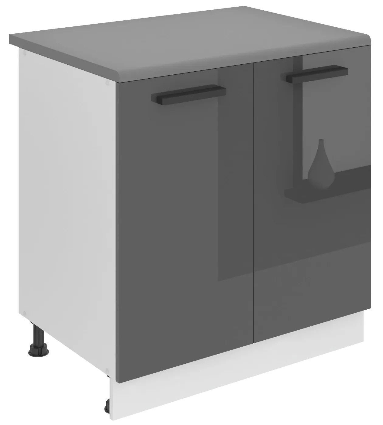 Kuchynská skrinka Belini Premium Full Version spodná 80 cm šedý lesk s pracovnou doskou