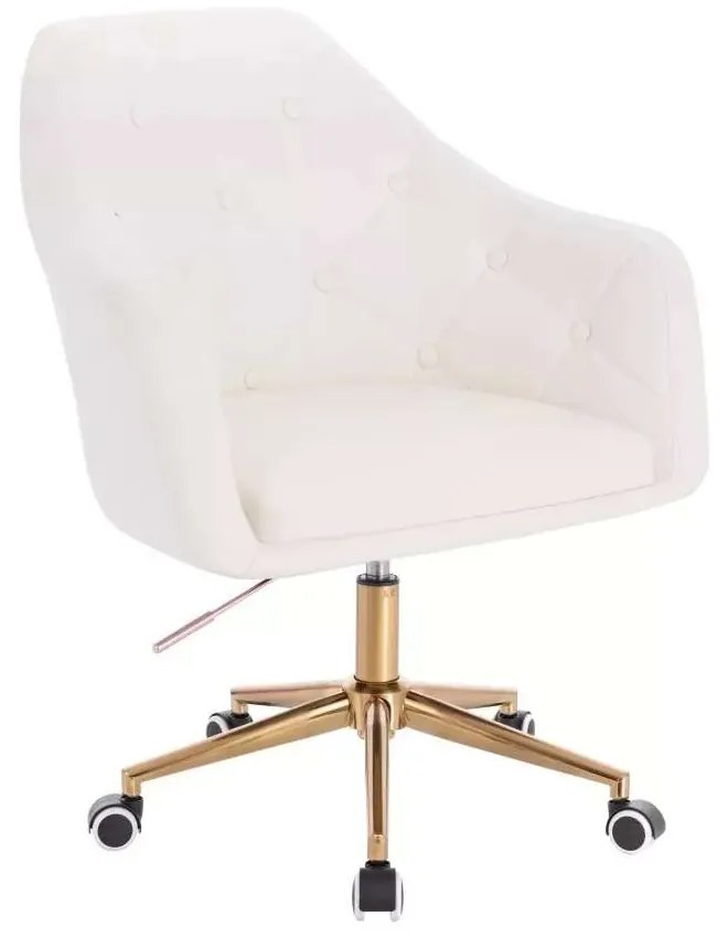 LuxuryForm DESIGN Kreslo ANDORA na zlatej podstave s kolieskami - biele