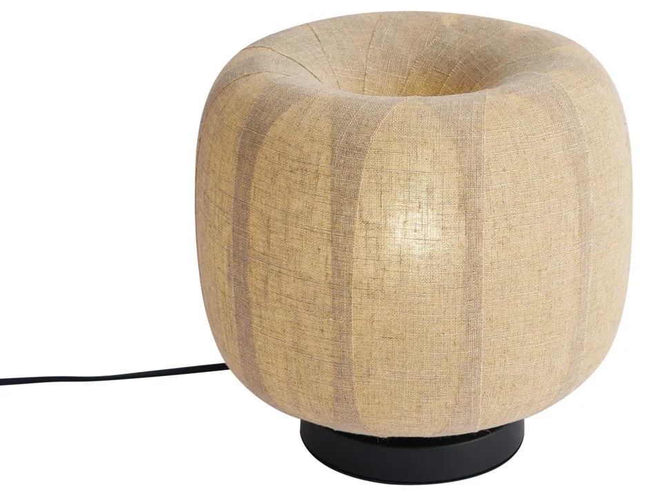 Japandi stolná lampa čierna s béžovým ľanovým tienidlom 28 cm - Nami