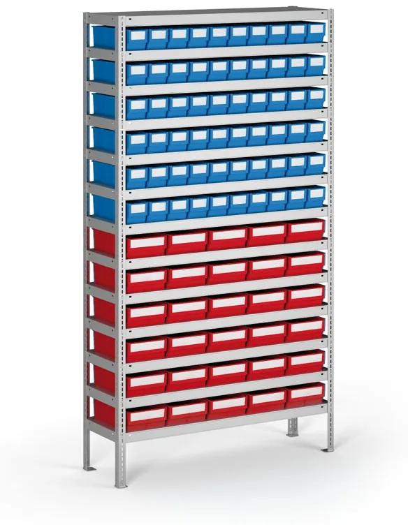 Regál s plastovými boxmi ShelfBox, 2000 x 1000 x 500 mm, 60x box C, 30x box F