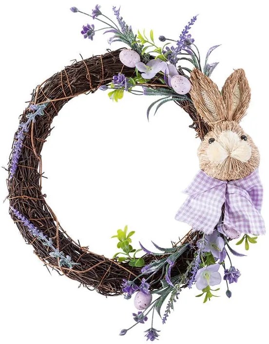 Prútený jarný venček so zajačikom 32 cm