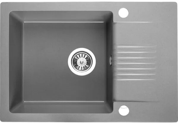 Laveo Celia, 1-komorový granitový drez 650x440x185 mm s krátkym odkvapkávačom, šedá, LAV-SBC_513T