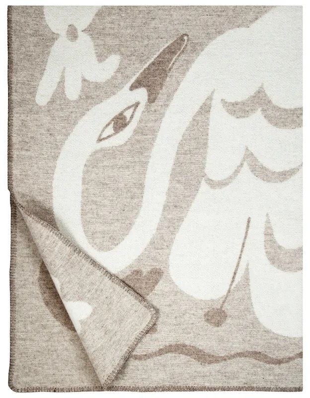 Vlnená deka Kaksin 130x180, béžovo-biela