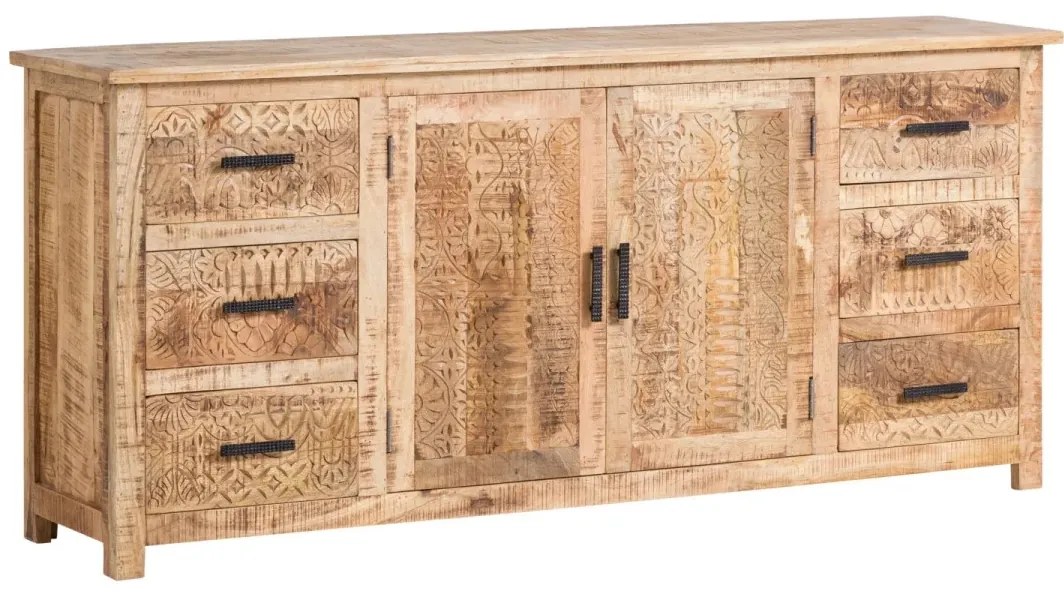 furniture-nabytek.cz - Masívny príborník Mumbai z mangového dreva, lakovaný, hnedý – 180×42×80 cm